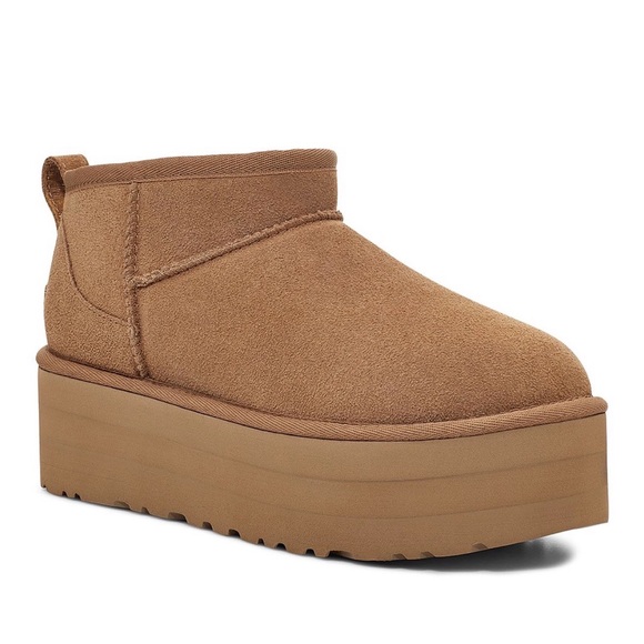 UGG Shoes - UGG Brown Platform Ankle Boots Classic Ultra Mini Platform Boots NIB size 7